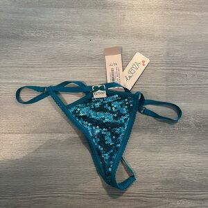 NWT La Senza The Sexies Blue Sequin G String size XS